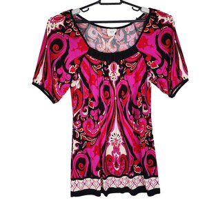 Women's ECI New York Boho Chic Top Tunic Blouse Multicolor Size M